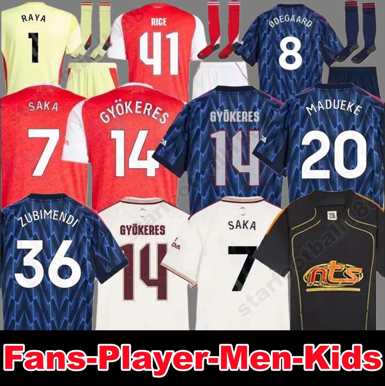 25 26 CALAFIORI soccer jerseys RICE Fans Player MADUEKE ZUBIMENDI 2025 2026 football jerseys shirt Men Kids ODEGAARD SAMBI VIEIRA HAVERTZ arsenalsfootball kits