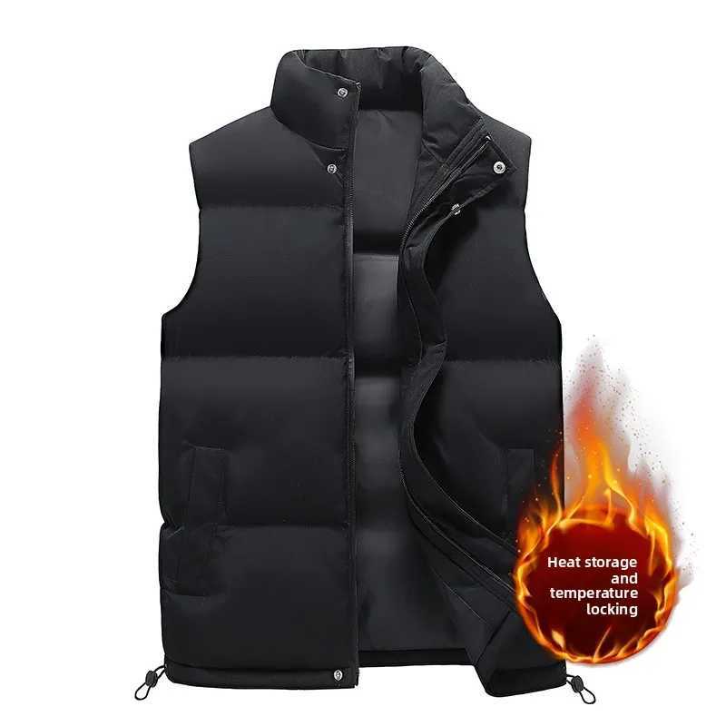 Winter Outdoor THiCK Warm Solid Color Stand up Collar Loose Versatile VEST Casual Fashion Trendy Warm Heated VESTG251218