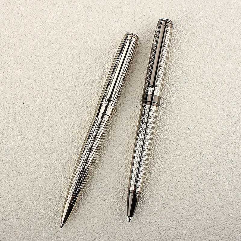 Metal Pen Stainless Steel Material Rotate Gel Pens Ink Blue Writing Ballpoint Pen Point 07mm for School Off Stationery Y251218