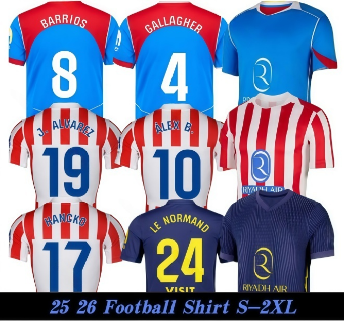 25 26 AtleticoS soccer jerseys GRIEZMANN 2026 Julian Alvarez Camiseta Alex Baena David Hancko M.LLORENTE KOKESAUL Correa LEMAR football shirt men kids kit uniforms