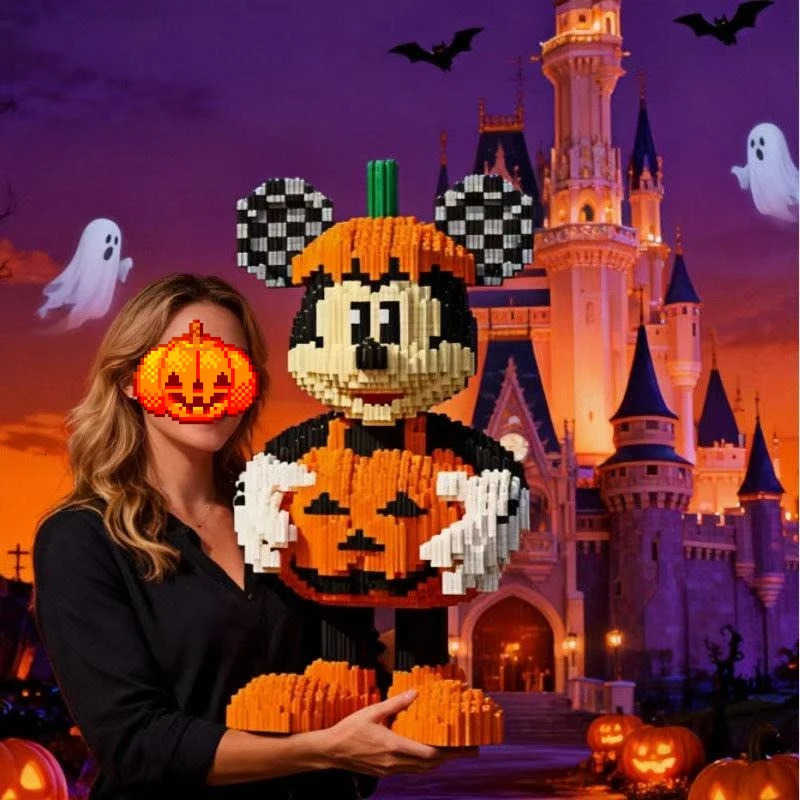 Disney Halloween Pumpkin Mickey Puzzle Ornaments Kids Building Blocks Toy 3D Stereoscopic Puzzle Models Puzzle Toys Birthday Gifts H251218