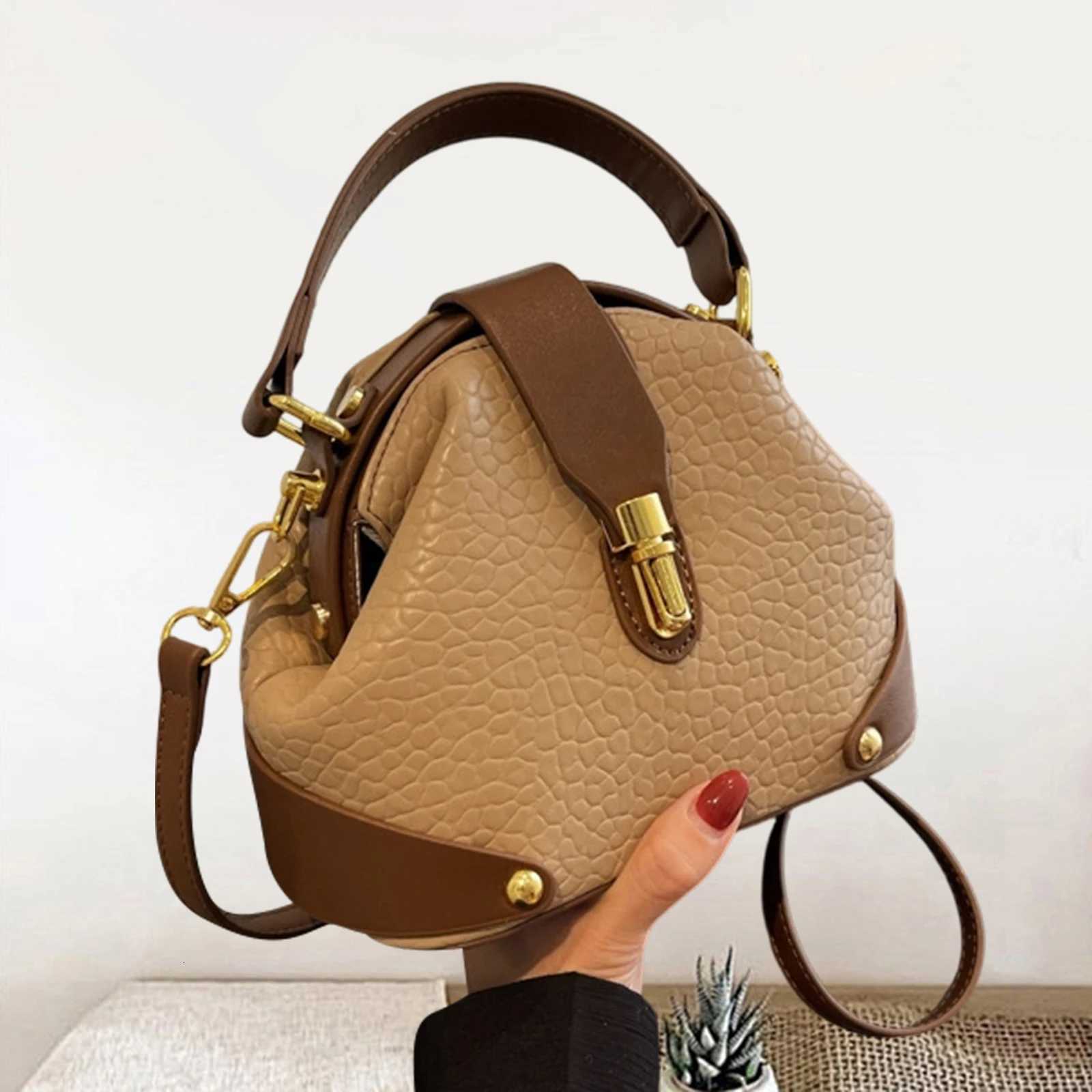 Casual Crossbody Bag ladies PU Texture daily casual Contrast Color Lightweight Handbag for WomenT251218
