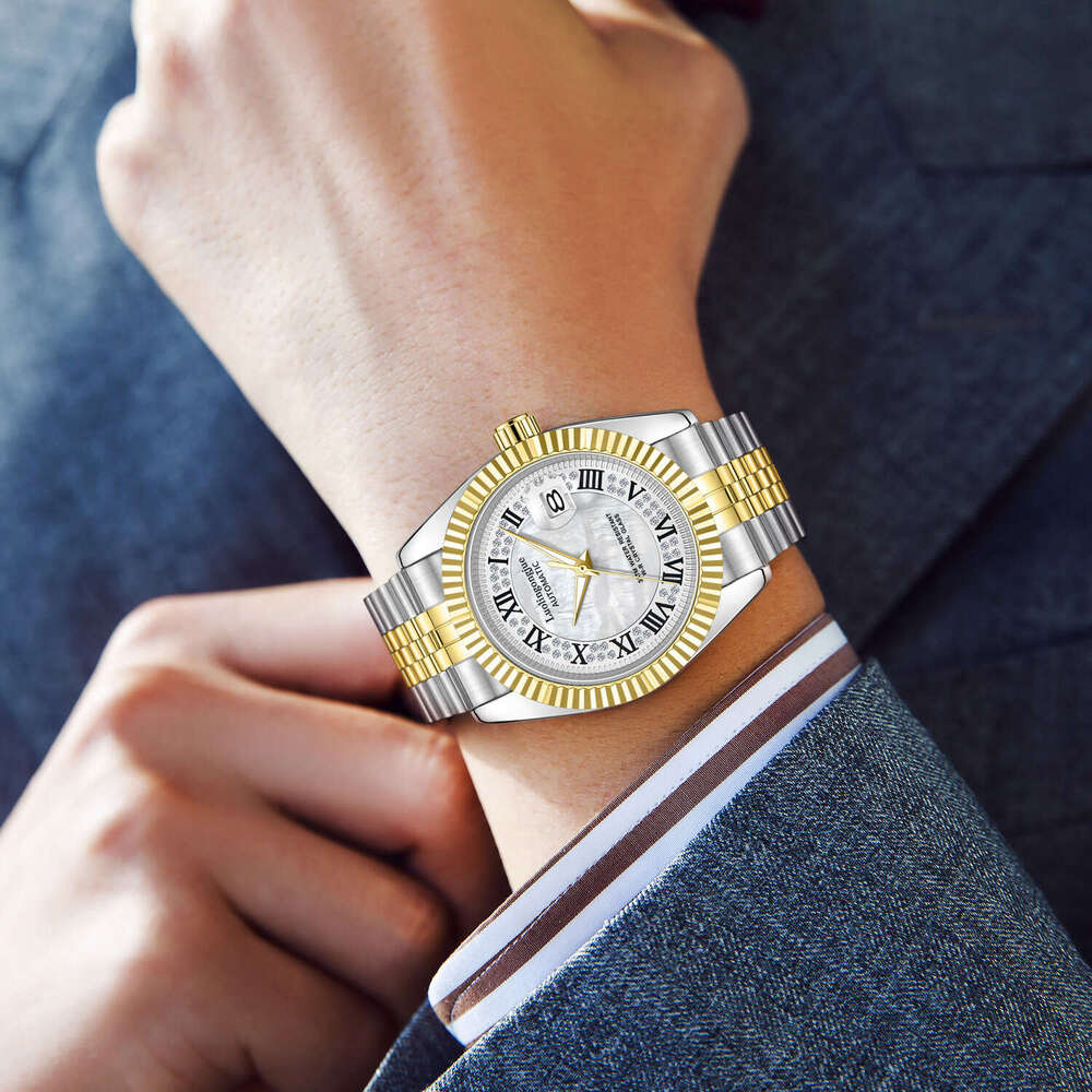 meteorite plate duke of lorraine 1988 mens fully automatic mechanical skeleton calendar stainless steel watch factory wholesale mechanical watch desig