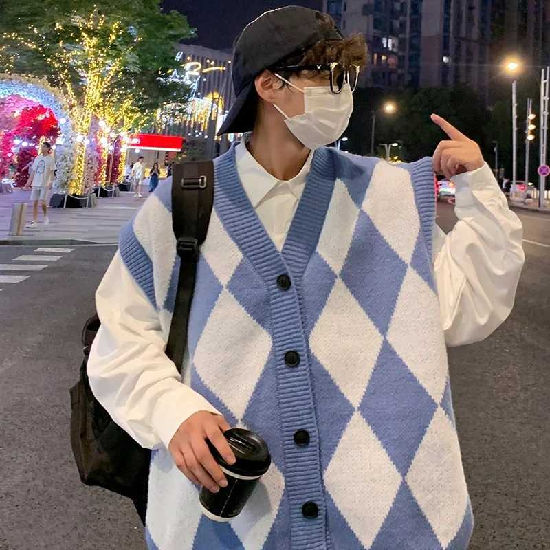 New Autumn Winter Fashion Trend Casual Vneck Cardigan Vest For Men Highquality Korean Version Loose Comfortable Versatile JacketG251218