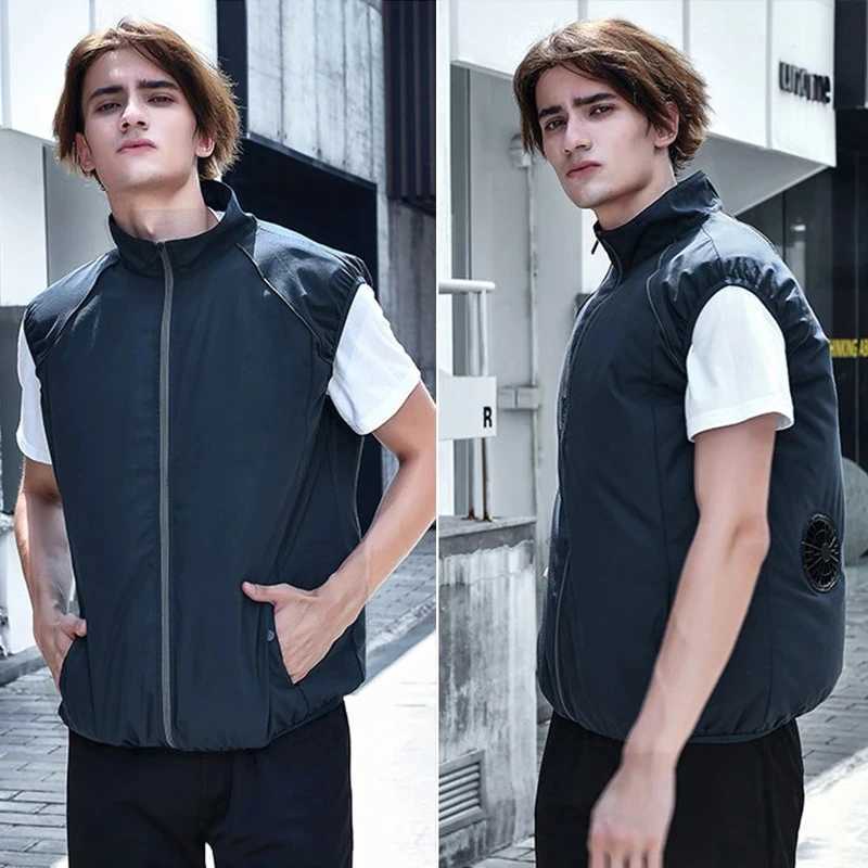 Men Summer Air Conditioning Clothing Fan Cooling Vest 2022 New USB Charging Cooling Sport Man Outdoor Solid Color Coat Plus SizeG251218