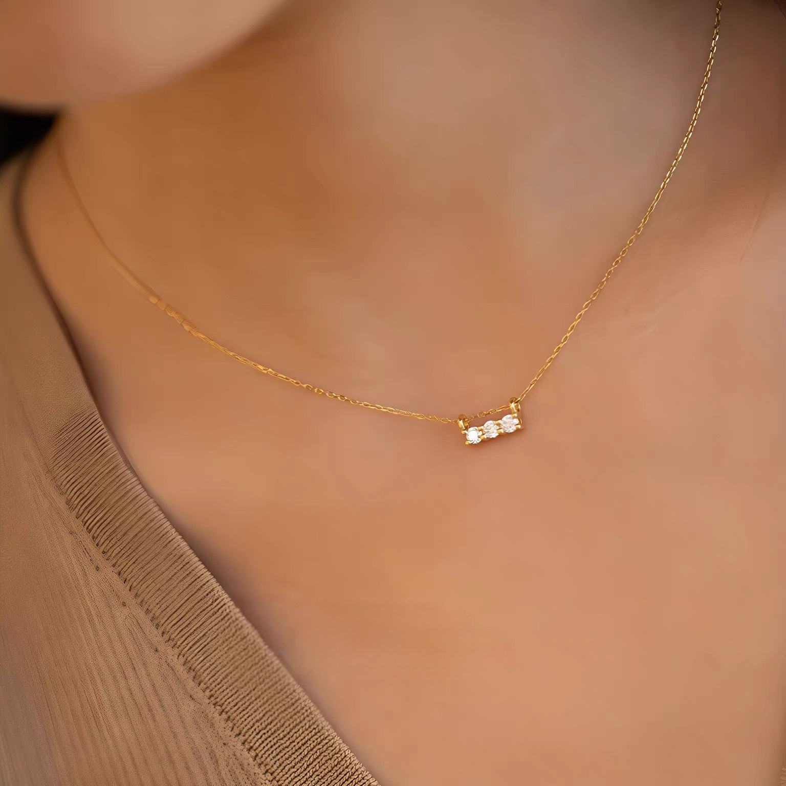 2026 Choucong Ins Top Sell Simple Fashion Jewelry Genuine 100% 925 Sterling Silver Three Stone 7A Zircon CZ Diamond Gemstones Party Women Clavicle Nec