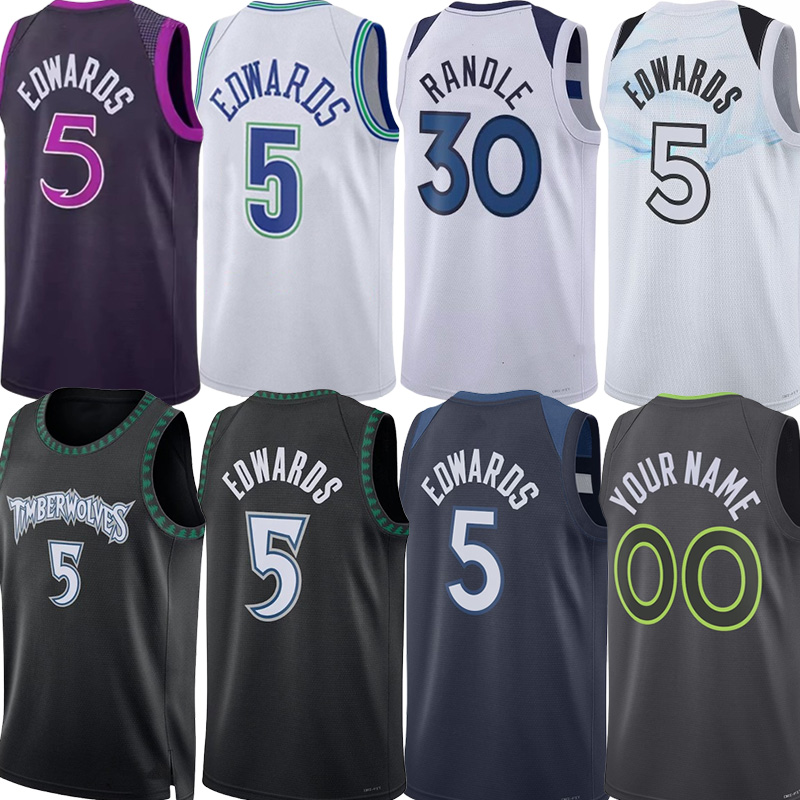 Anthony Edwards Jersey MIN Timberwolven City Basketball Jerseys Julius Randle Naz Reid Donte DiVincenzo Jaden McDaniels Ayo Dosunmu Bones Hyland Gobert Jersey