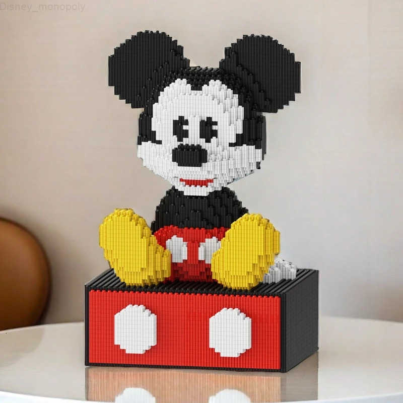 Disney Cute Sitting Mickey Mouse Building Blocks Toy Small Particle Bricks Childrens Building Blocks Toy Birthday Gift Storage Box H251218