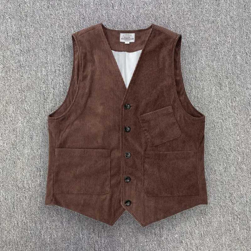 Mens Corduroy Hunting Vest Outdoor Workwear Waistcoat Lightweight Cargo Safari Fishing Vests Shooting Travel Vest With PocketsG251218