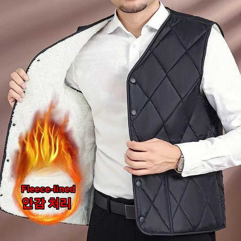 New Mens Thickened Vests Autumn Winter Layering 2025 Versatile Casual Outerwear Vest Men Collarless Fleece-Lined WaistcoatG251218