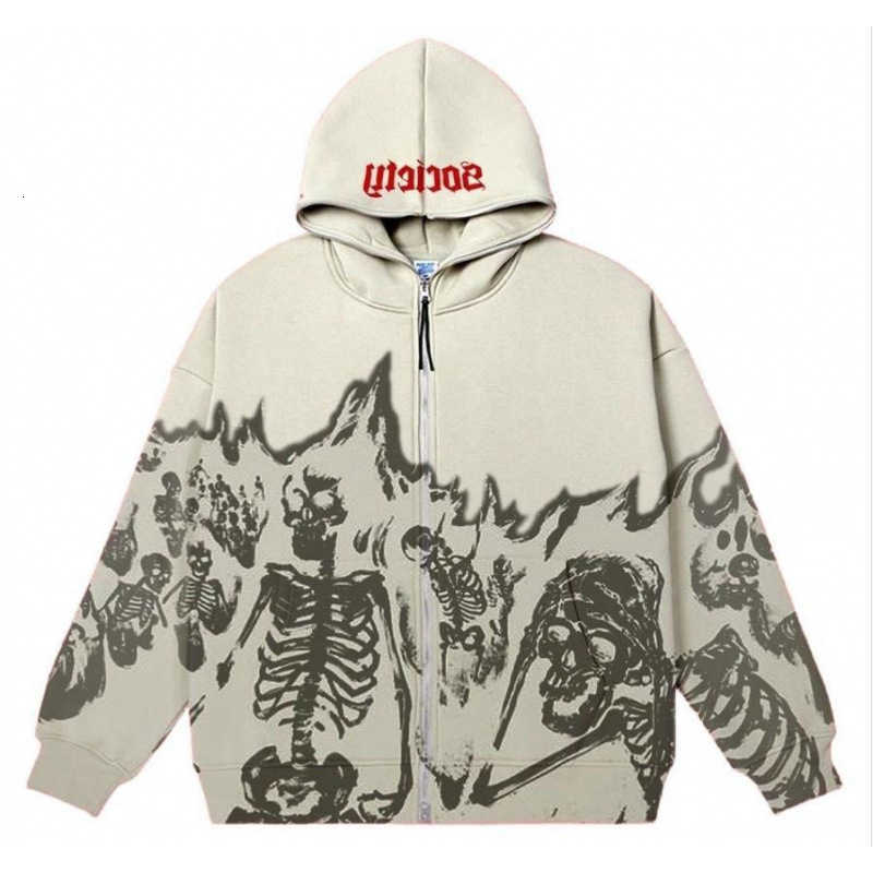 Y2K millennium-style crew-neck fitted hoodie for couples, new autumn/winter style long-sleeved skull-shaped coat X250125