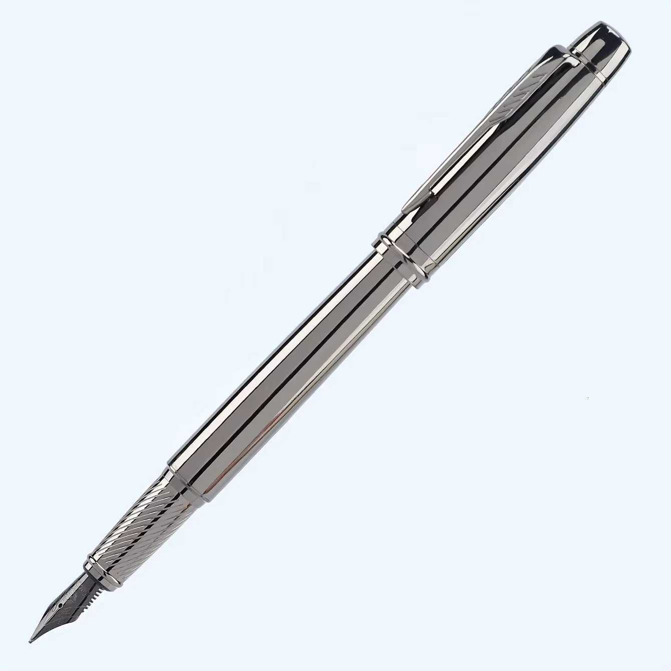 1 Pc Silver Gray High-end Business Metal Pen Lridium Pen Tip Medium size 05mm For School ro Off Daily Writing Y251218
