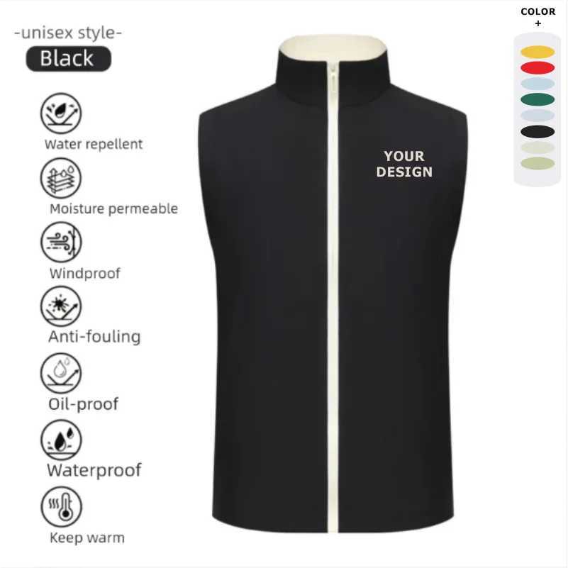 Unisex Vest Jacket Warm Sleeveless Jackets Winter Waterproof Autumn Stand-up Collar Casual Waistcoat Customizable Text ImagesG251218