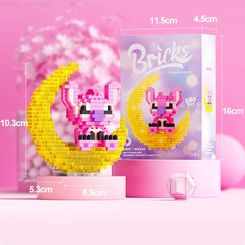 Disney Stitch Sparkling Cartoon Anime Hello Kitty Mini Building Block Toy Sanrio Construction Assembly Toy Gift for Children H251218