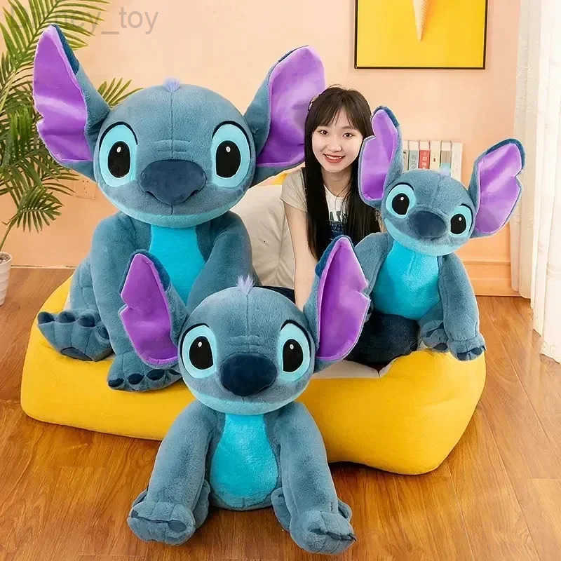 Disney 30-80cm Giant Size Lilo Stitch Plush Toys Stuffed Doll Cartoon Animal Couple Sleeping Pillow Soft Material Toy For Gift H251218