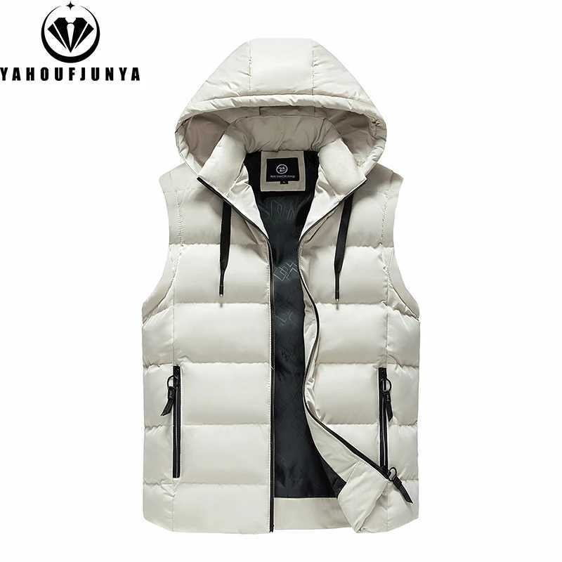 Men Autumn Sleeveless Outdoors Casual Solid Warm Vest Men Winter Detachable Hooded Fleece Pocket Zipper Fashion Vest Male CoatG2512181