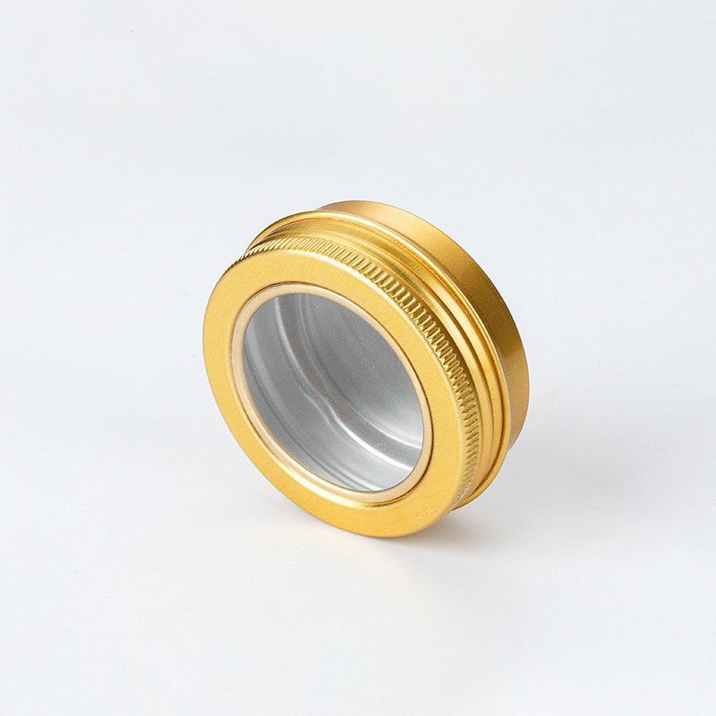 200pcs 30ml Gold Round Aluminum Jar with clear Window Lid 30g DIY Lip Balm Storage Container Tin Box