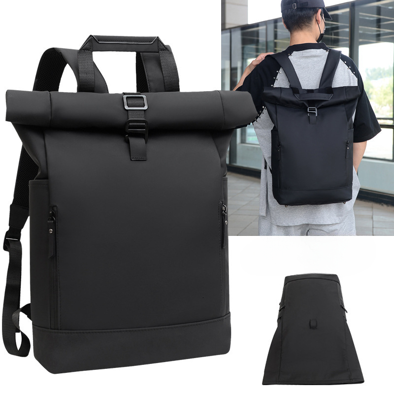 Fashionable men's roll top waterproof business backpack commuting laptop bag casual women's travel bag backpack designer bag