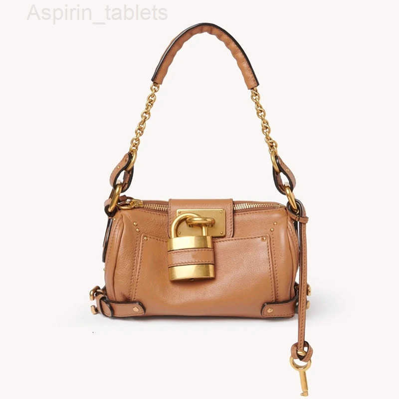 Small Handheld Lock Bag High-quality Leather Bag Chain Handle Design Shoulder Bag Women Horizontal Square Creative Armpit Bag H251218