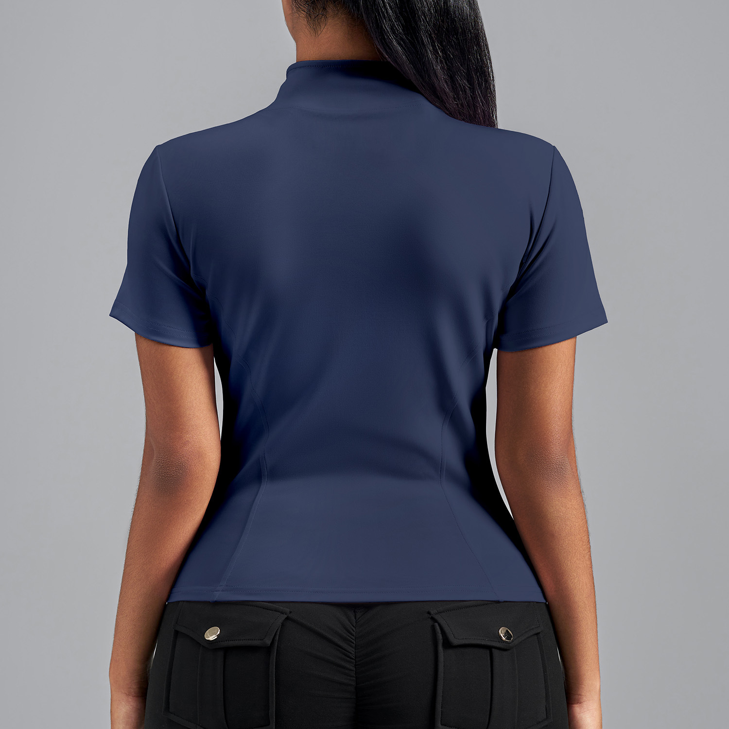 Women's High-Stretch Mock Neck Slim-Fit Yoga Short-Sleeve Jacket - Buttery Soft Feel for Gym Workouts & Athletic Training