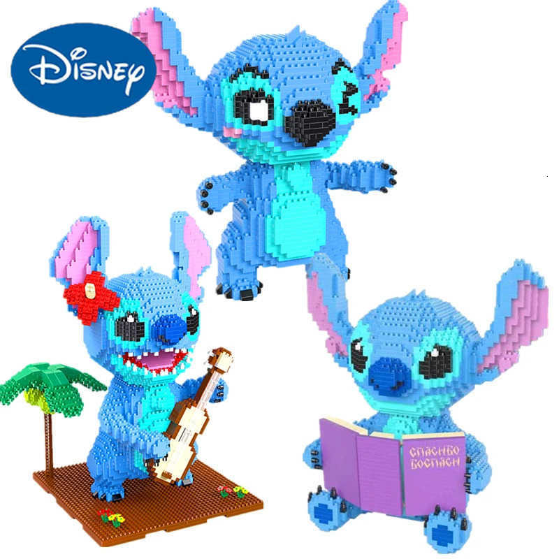 Disney Diamond Micro-Particle Building Blocks Assembled Toys Creative Guitar Holding Book Stitch Model Childrens DIY Toys H251218