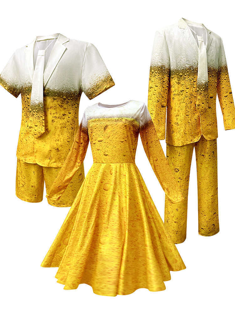 2025 New European and American Cross-border Yellow Gradient Long Sleeve Beer Suit Dress Cos Men's Suit Shorts L251218