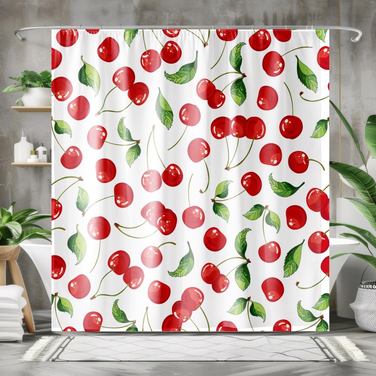 YL-37993 Valentine's Day Cute Animal Shower Curtain, 3D Digital Printed Polyester Shower Curtain, No Need for Drilling