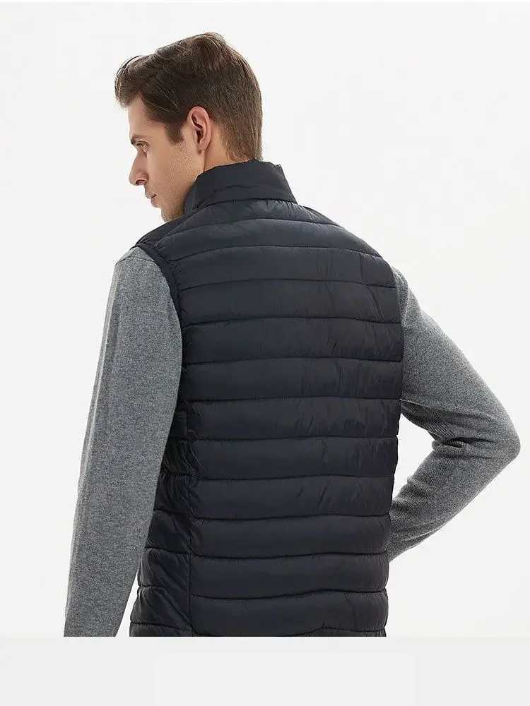 Mens Winter Sleeveless Vest Fashionable Cotton-Padded Design with Stand Collar Warm Waistcoat StyleG251218