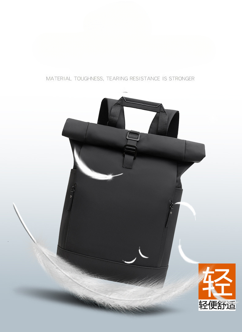 Fashionable men's roll top waterproof business backpack commuting laptop bag casual women's travel bag backpack designer bag