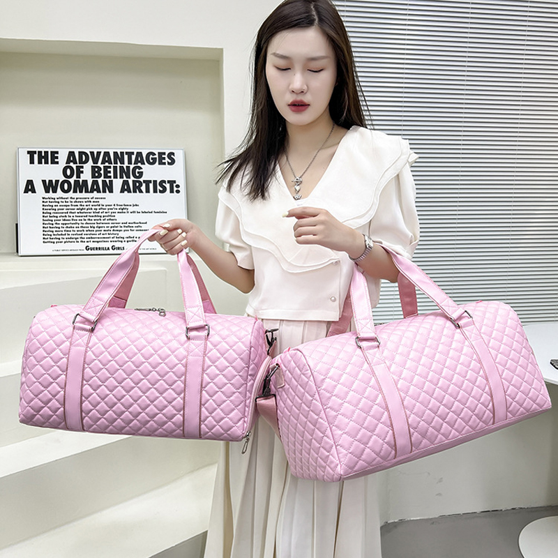 Fashion PU Leather Travel Bag Weekender Bag for Short Business Trips Dry-Wet Separation & Independent Shoe Compartment Handheld Shoulder Crossbody Lug