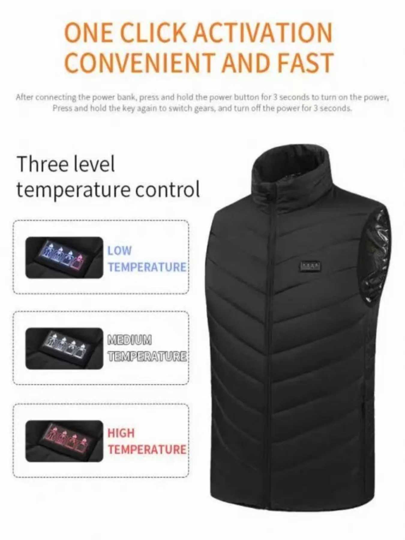 New Winter Leisure 4-Control 26 Zone Intelligent Heating VEST MenS Outdoor WarmTH Usb Heating Versatile CoatNo BankG251218