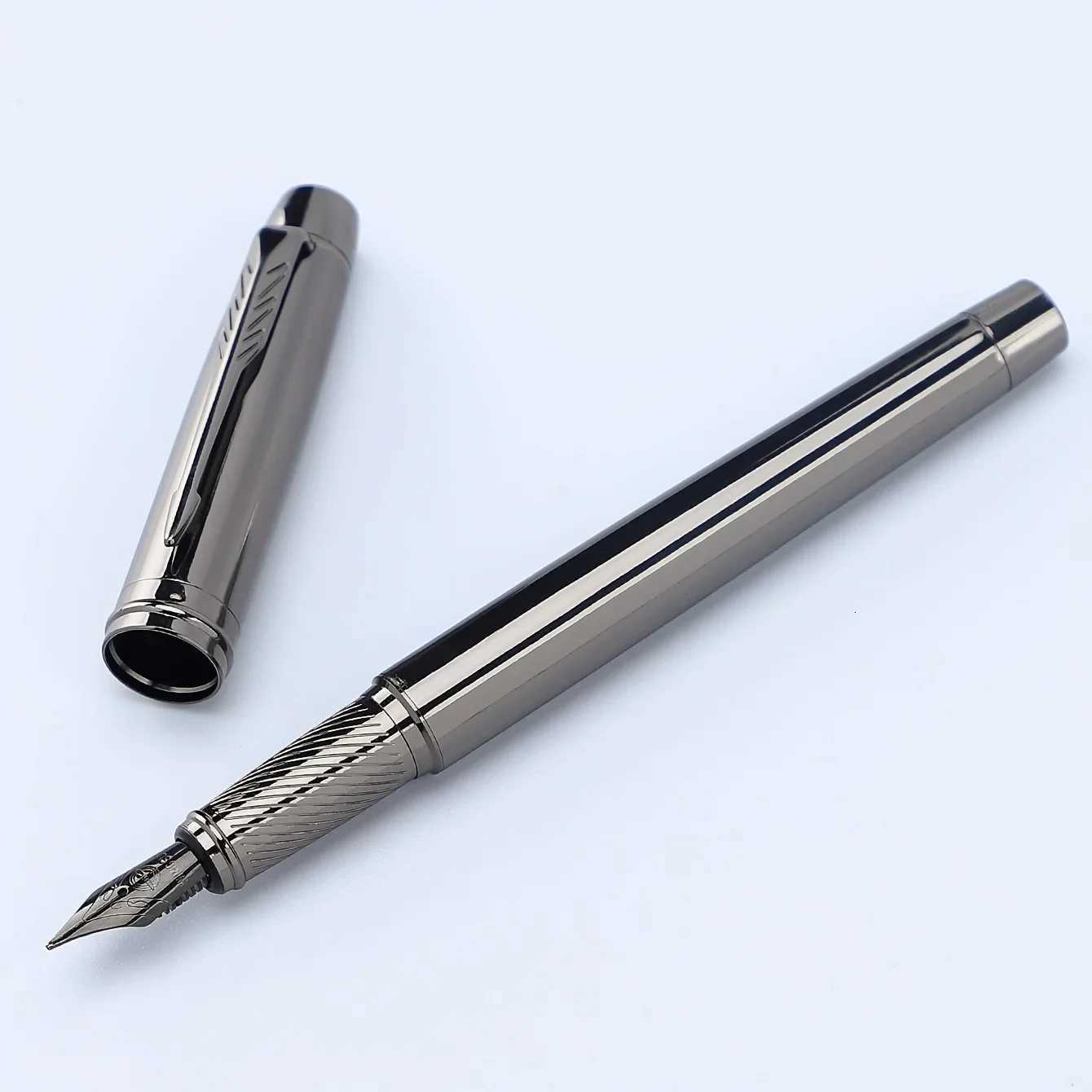 1 Pc Silver Gray High-end Business Fountain Pens Lridium Pen Tip Medium size 05mm For School ro Off Daily Writin Y251218