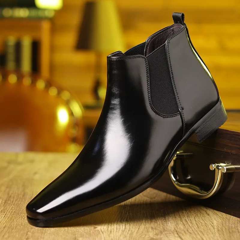 Autumn Winter Leather Chelsea Boots for Men Designer Soft- d Business Men Dress Shoes Fashion Big Size Ankle Boots Male Z251218