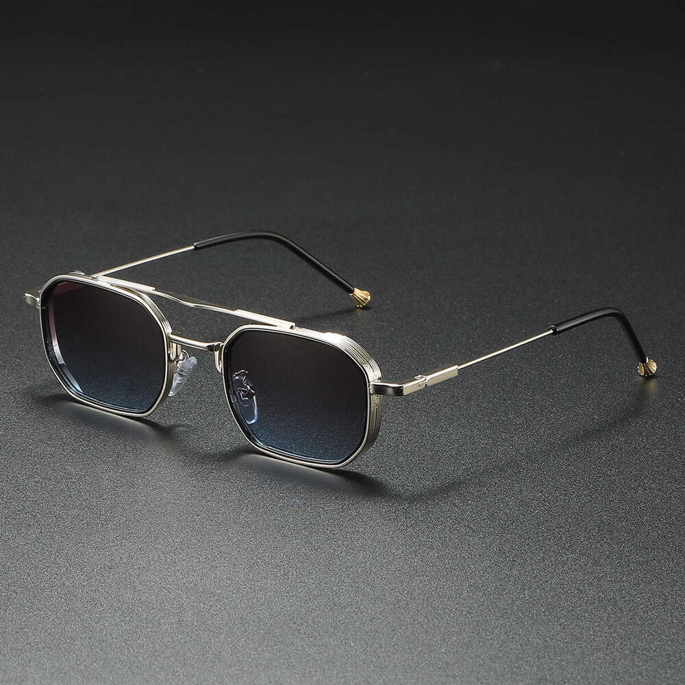 Cross-Border New Square Fashion Sunglasses European and American Business Double Metal Retro Men's Glasses