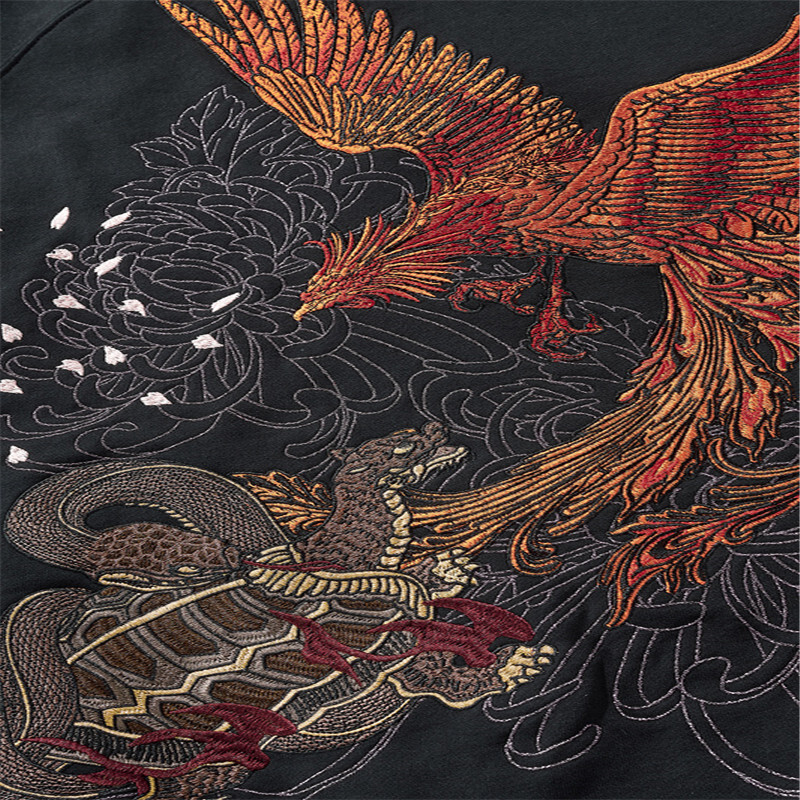 2023 Spring and Autumn Yokosuka Heavy Industry Embroidered Hooded Men's Sweatshirt Trendy Brand Dragon Suzaku White Tiger Embroidery Chinese Styl