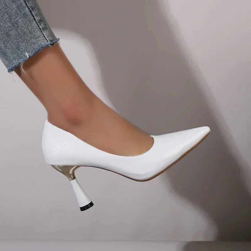 Shoes Woman 2024 Trend New Summer Red Heels Elegant Woman Black Heeled Pointed Toe Pumps Dress Leather White Ladies Shoe Z251218