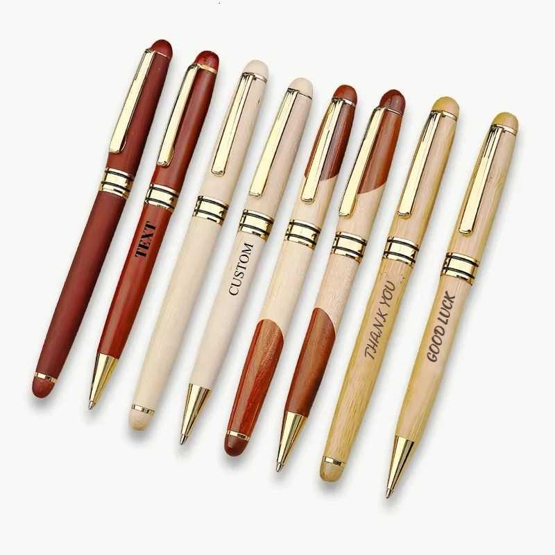 Cust Wood Ballpoint Pen Laser Ene Text Personali Sign Pen for Family Cpany Friend Gift Box Available Y251218