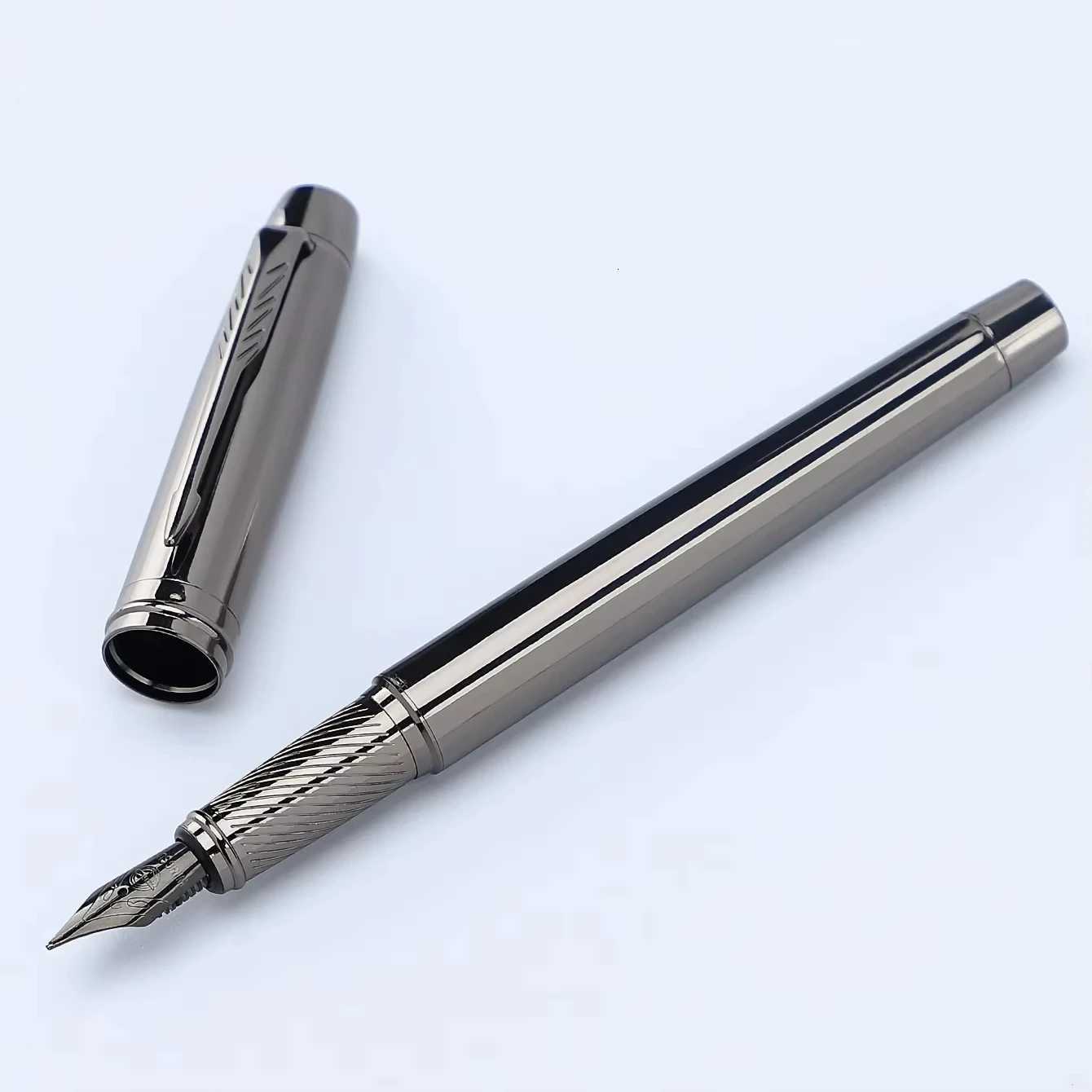 1 Pc Silver Gray High-end Business Metal Pen Lridium Pen Tip Medium size 05mm For School ro Off Daily Writing Y251218