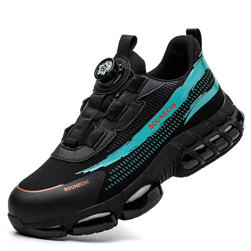 Mens Work Shoes Rotary Buckle Work Sneakers Protective Shoes Safety Industrial PunctureProof AntiSmash Steel Toe Shoes 251013