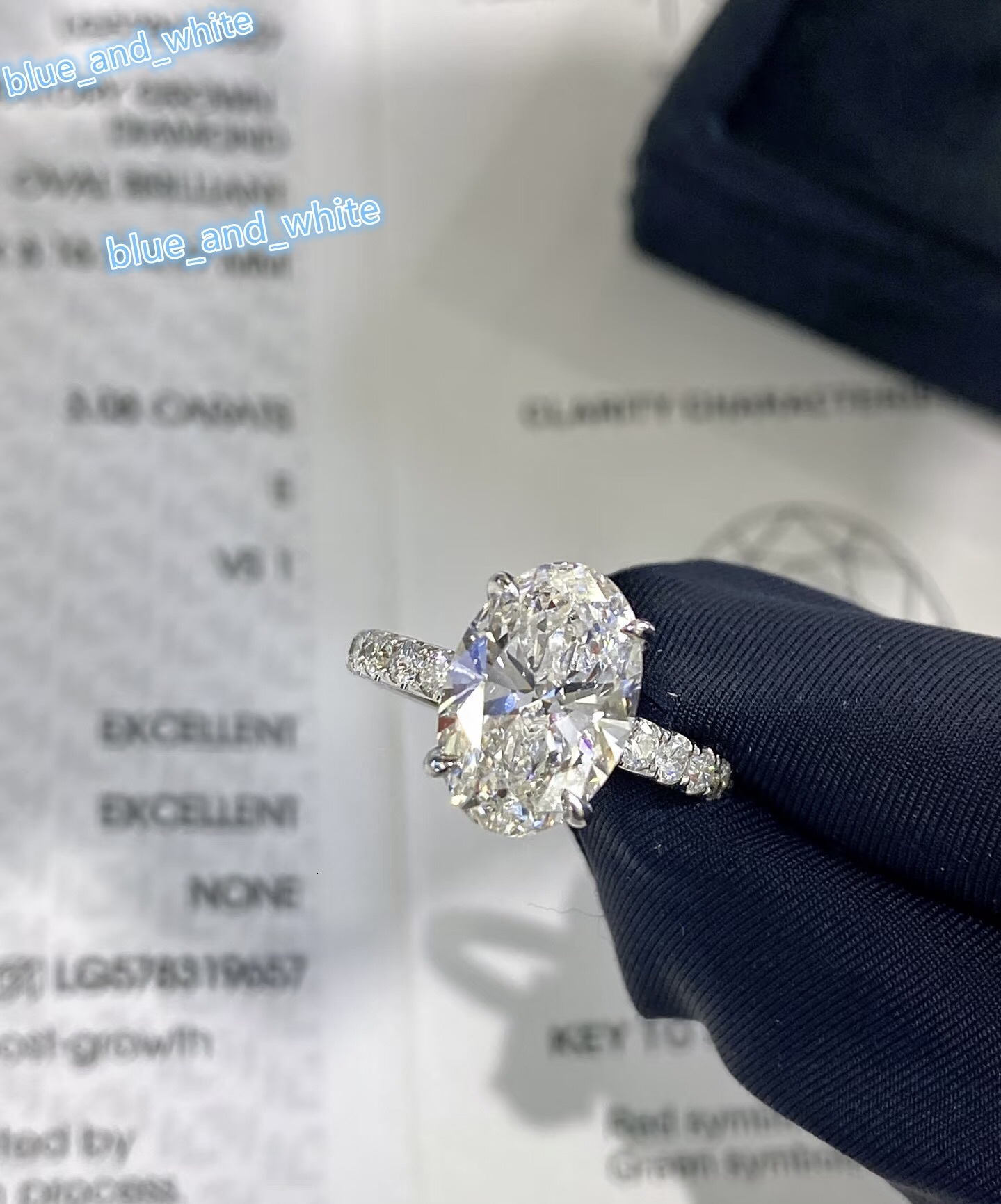 PT950 Platinum Gold 3ct Lab Grown Diamond Oval Cut Engagement Ring Jewelry Lab Grown Diamond Ring