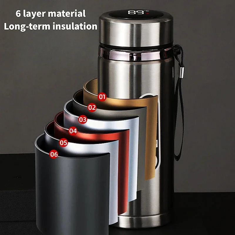 500ML-1Liter Stainless Steel Thermos with LED Temperature Display Sus304 Tea Water Bottle Vacuum Flask Portable Cups 251215 W260226