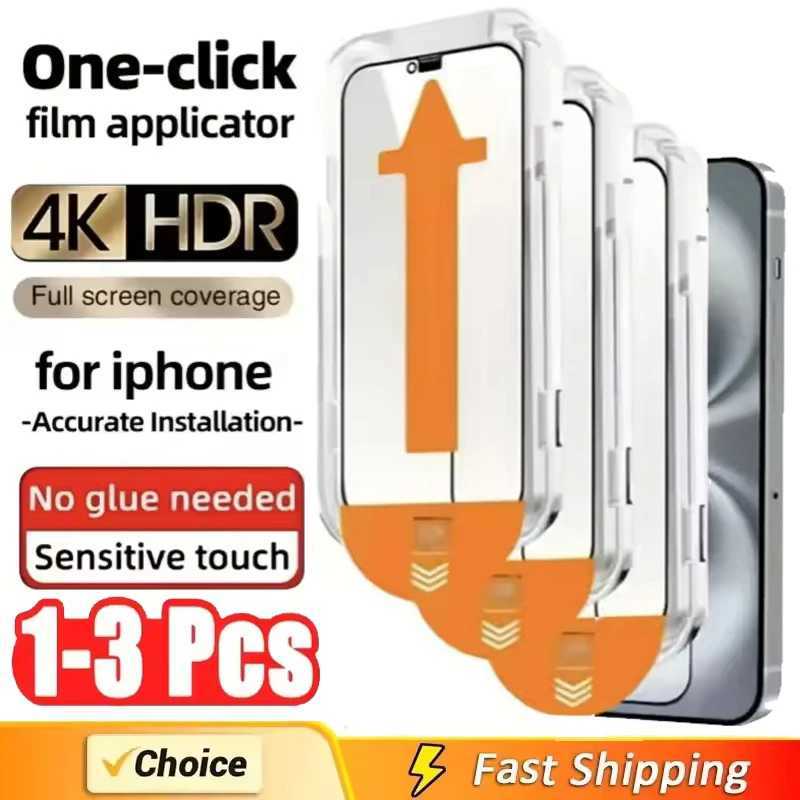 1-3Pc 8K High End Tempered Glass For iPhone 15 14 13 12 11 Pro Max XS MAX 15 16 Screen Protector With Alignment Mounting Cover G251218