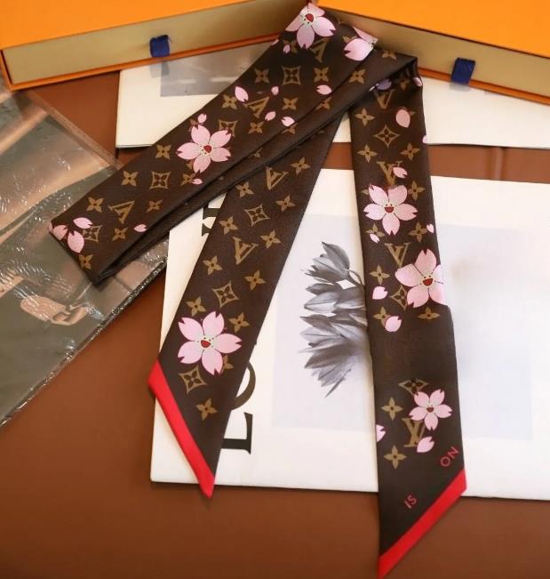 Wholesale And Retail Classic printing Letter Designer Narrow And Long Scarf Silk Scarf Brand Fashion Womens Headband Scarf Hair Bands Neckerchief Size 5x120CM