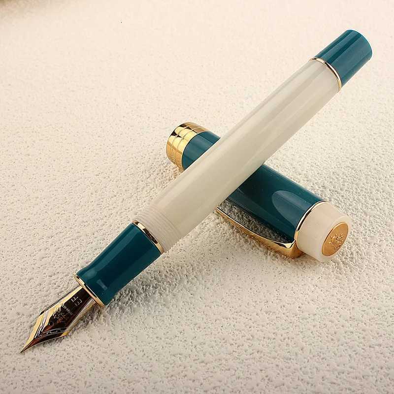 New Jinhao 100 Resin Fountain Pen 8 F/M Nib Ivory Color Writing Ink Pens with School Off Supplies Y251218