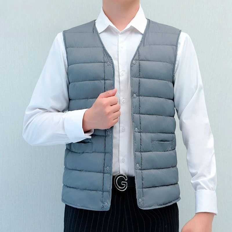 Mens Warm Fleece Lined Cotton Vest Thickened Short Winter Gilet for Dad Plus Size Middle Aged Elderly Autumn Winter Casual WearG251218