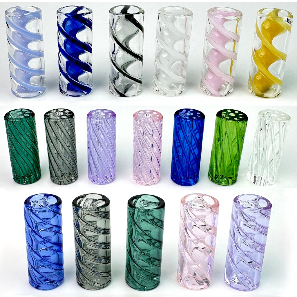 Mini Glass Cigarette Filter Tips Round Mouth for Dry Herb Tobacco Rolling Drip With 7 Holes Thick Glass Tips Diameter 10mm 12mm Height 30mm