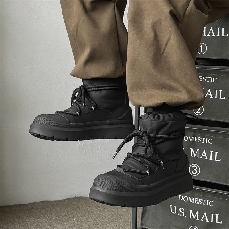 2025 new versatile comfortable snow boots men's design sense outdoor hiking shoes winter fleece thickened cotton shoes Martin boots for men