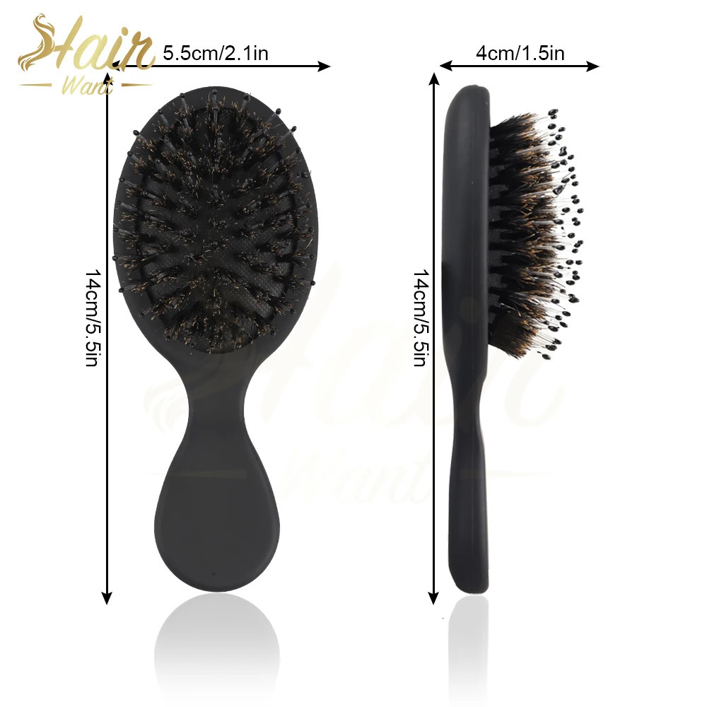 Hair Want Mini Boar Bristles Hair Bursh Travel Size Hair Brush for Women Men Kids Protable Small Hair Brush for Pockets Purses 251218