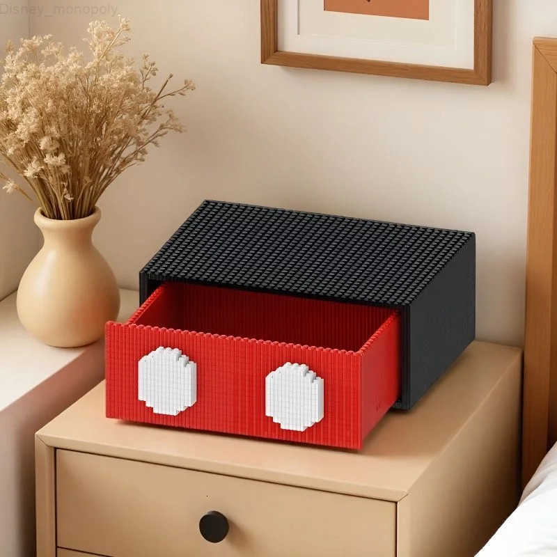 Disney Cute Sitting Mickey Mouse Building Blocks Toy Small Particle Bricks Childrens Building Blocks Toy Birthday Gift Storage Box H251218