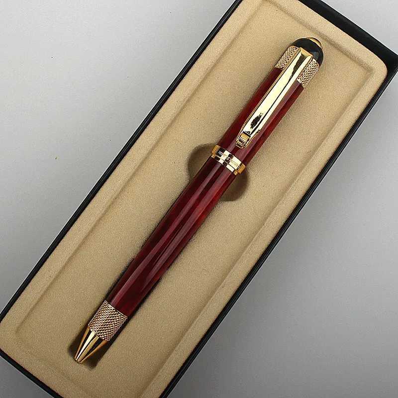 high quality Metal Rotating ballpoint pen Sign Pens 07MM Black Ink Business Caneta Smooth Writing for Off School Supplies Y251218